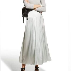 ATM Anthony Thomas Melillo 100% silk wrap maxi skirt silver grey Size 8